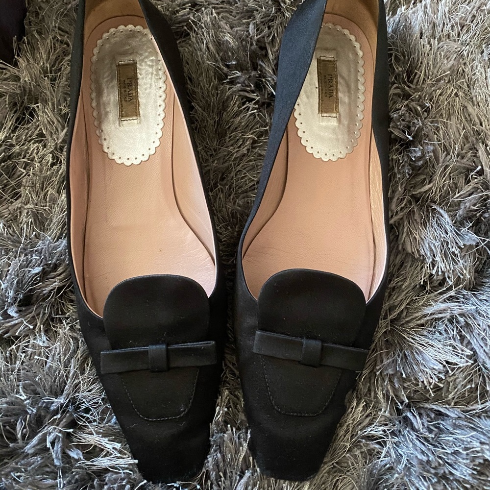 PRADA Black Silk Dress Loafers 37.5
